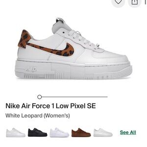 RARE Nike Air Force 1 Low Pixel SE White with Leopard Swoosh (Women's)